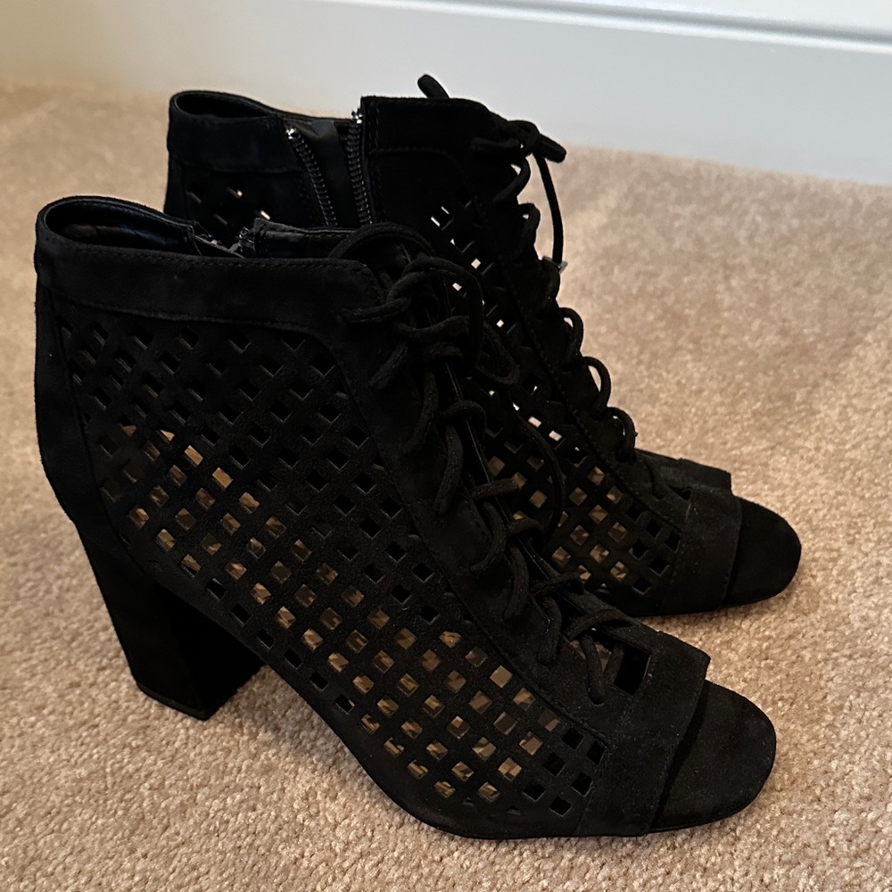 Gianni Bini Black Cutout Heeled Boots